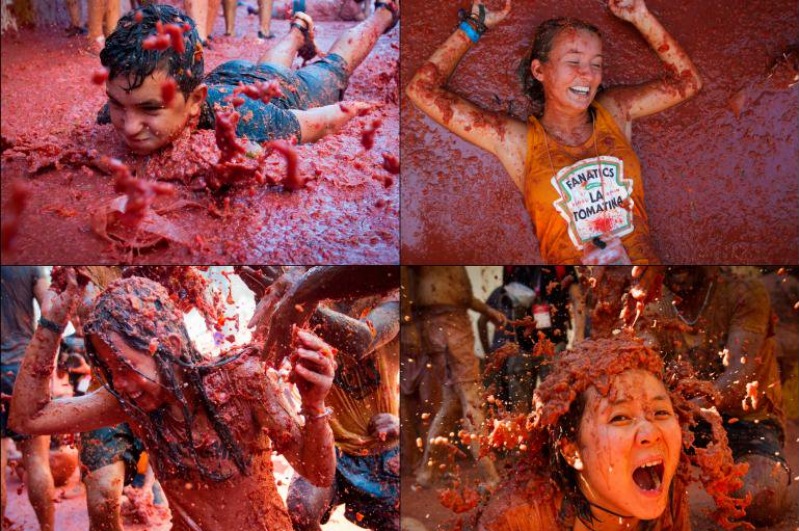 'La Tomatina'da domatesler havada uçuştu 11