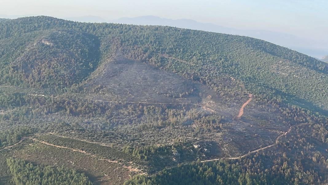 Bodrum'daki orman yangını 18 saatte kontrol altına alındı, yanan alan havadan görüntülendi 3