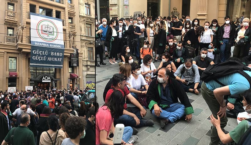 İstanbul Barosu avukatları Ankara'daki polis ablukasını protesto etti: Faşizme karşı omuz omuza