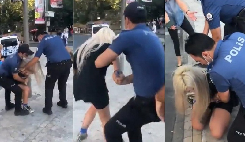 Polisten kadına sert müdahale: 'Maskeyi doğru takmadın'