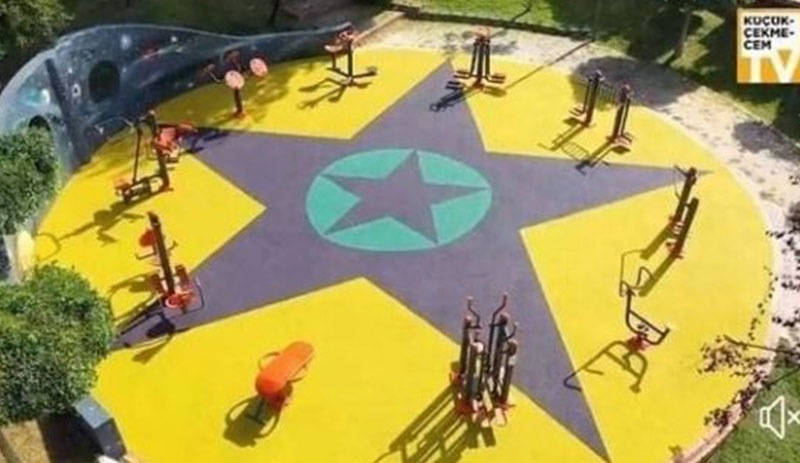 'PKK sembolüne benziyor' diye soruşturma başlatıp parkın zeminini söktüler