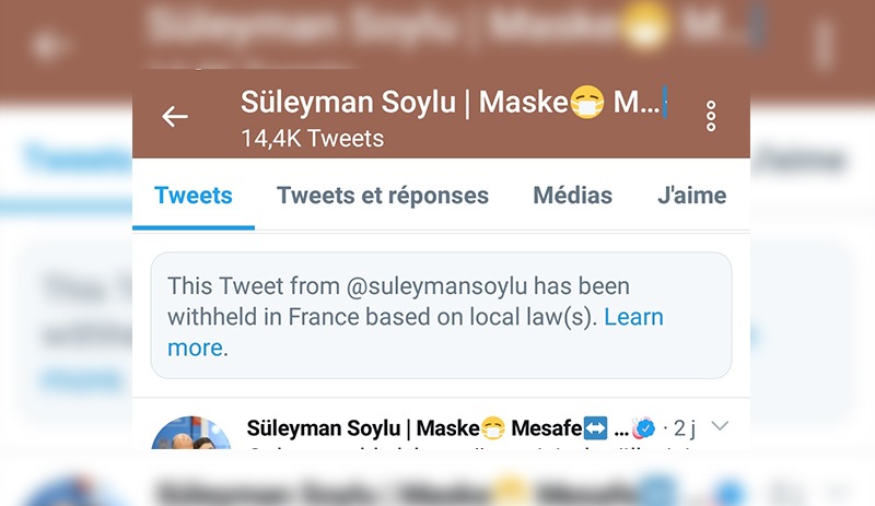 Twitter, Soylu'nun LGBTİ'lere nefret söylemi içeren tweet'ini Fransa'da engelledi