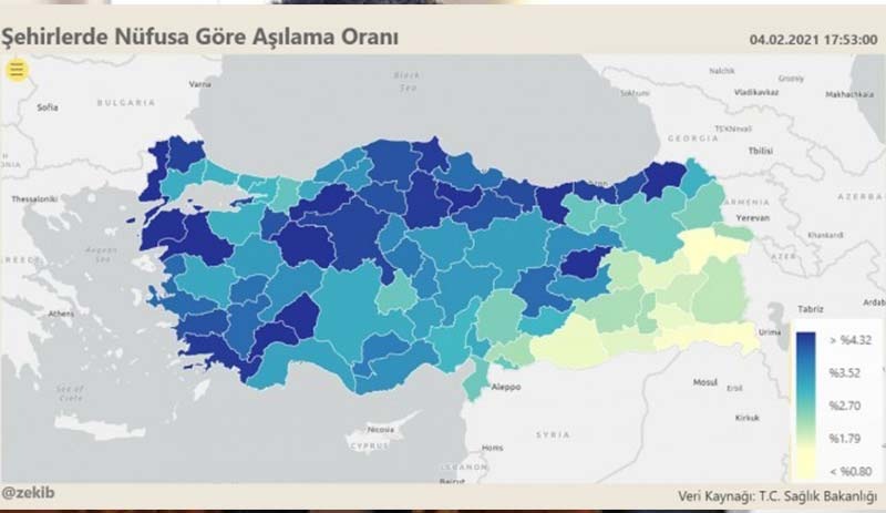 Nüfusa oranla en az aşılama Kürt illerinde