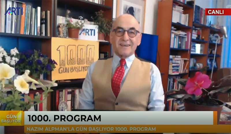 Nazım Alpman, ARTI TV'de 1000. programını yaptı