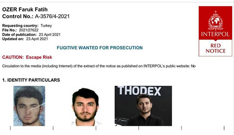 Thodex'in kurucusu Fatih Faruk Özer, İnterpol'ün kırmızı bültenle aradığı 30'uncu Türkiyeli oldu