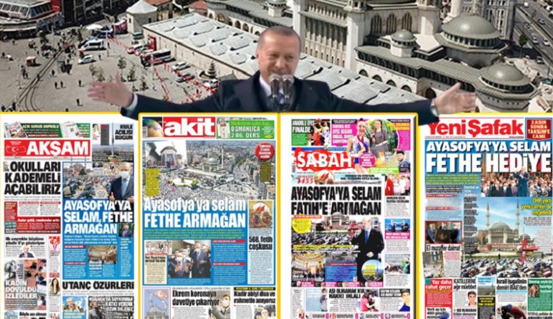 İktidara yakın medyada 'Taksim Camii' coşkusu: Aynı manşetle çıktılar