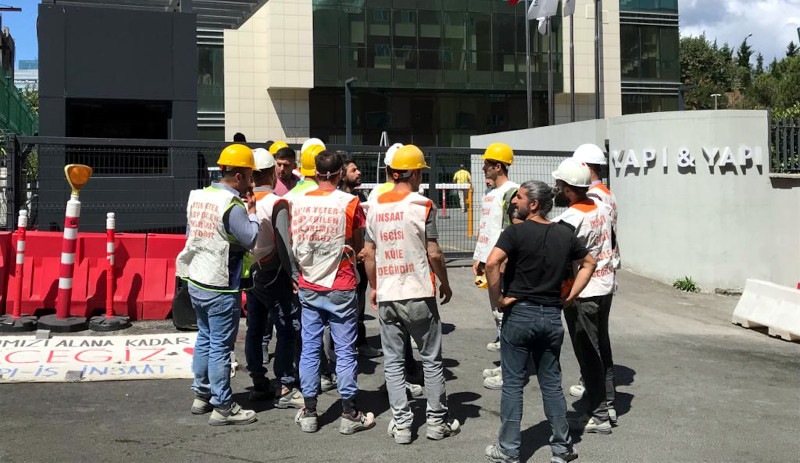 Haklarını isteyen inşaat işçileri gözaltına alındı