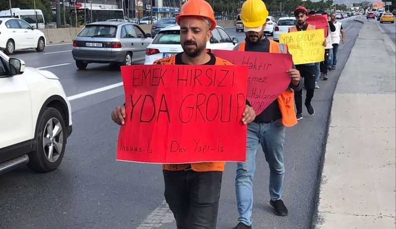 Finans Merkezi inşaatında çalışan işçiler yürüdü: Köle değiliz