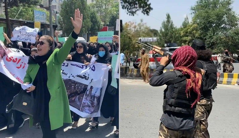 Taliban "iş, ekmek, özgürlük" isteyen kadın protestoculara saldırdı
