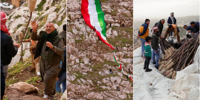 'Newroz'un başkenti' Akre'de hazırlıklar tamamlandı, 50 metrelik Kürdistan bayrağı asıldı
