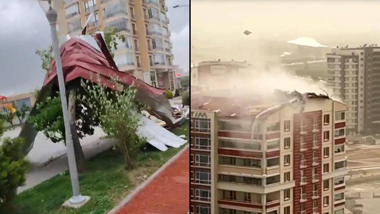 Ankara'da kuvvetli rüzgar; ağaçlar devrildi, çatılar uçtu