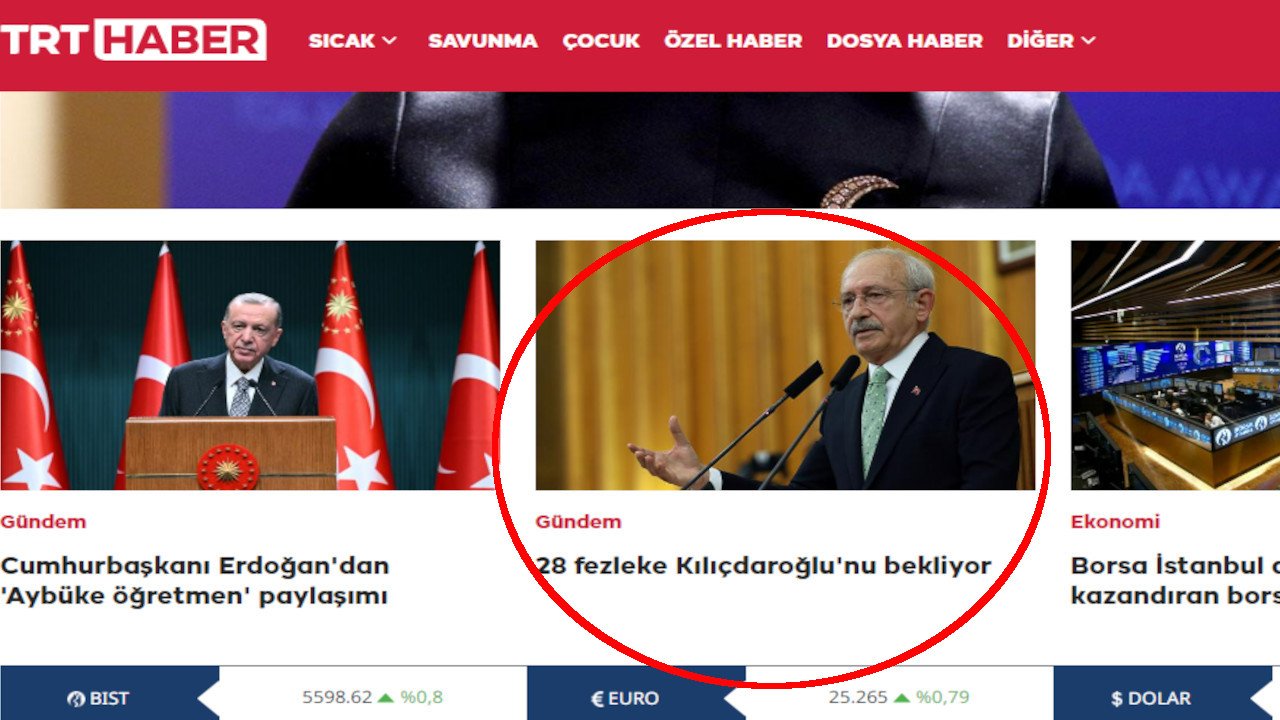 TRT'den '28 fezleke Kılıçdaroğlu'nu bekliyor' haberi