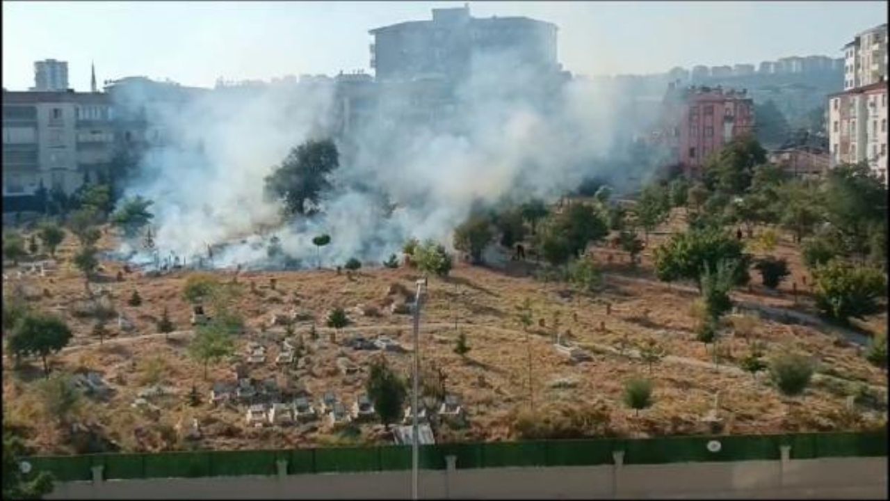 Elazığ'da mezarlık yandı: Ağaçlarla birlikte bazı mezarlar da zarar gördü