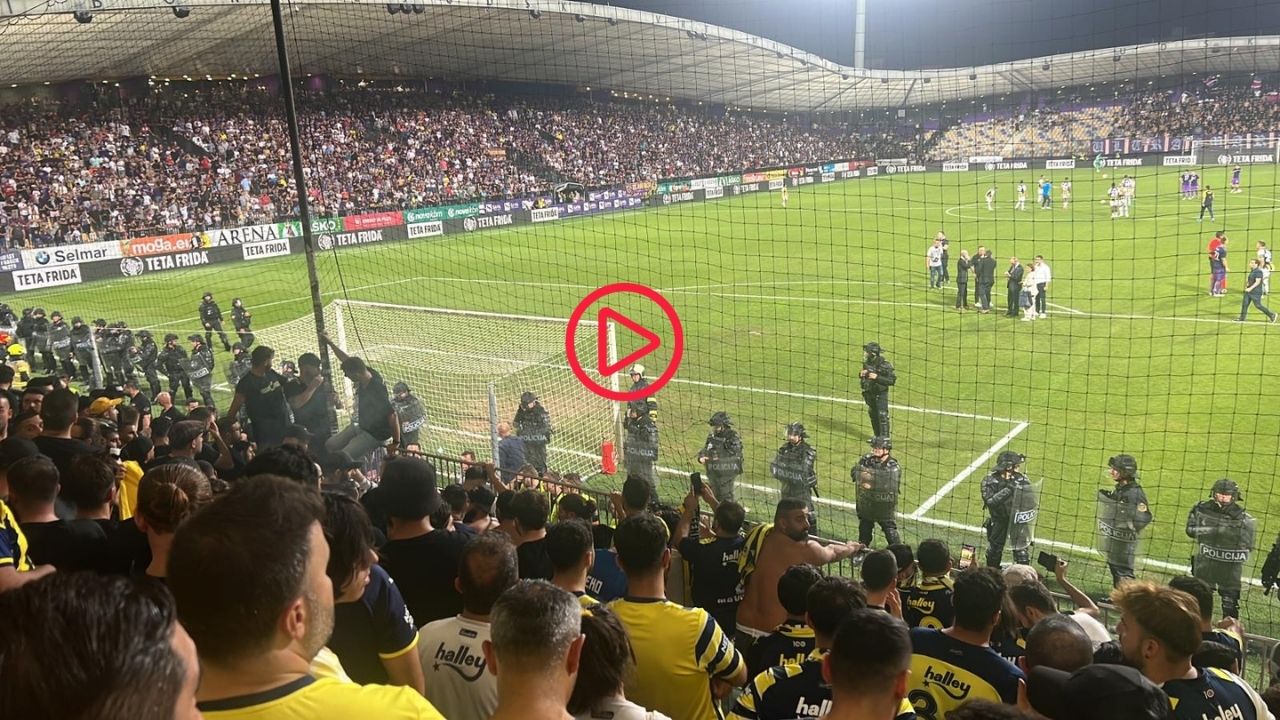 Fenerbahçe - Maribor maçında kavga: Maç durdu, polis biber gazı kullandı