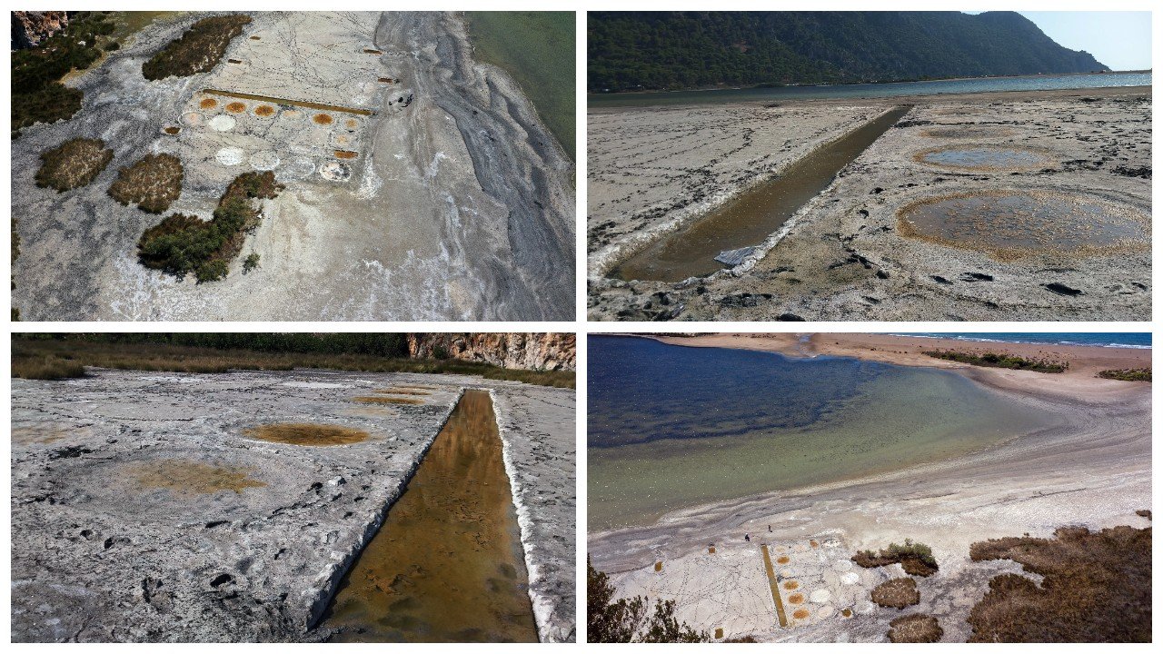 İztuzu Plajı'nda sular çekildi: 2 bin yıllık tuz tesisi ortaya çıktı