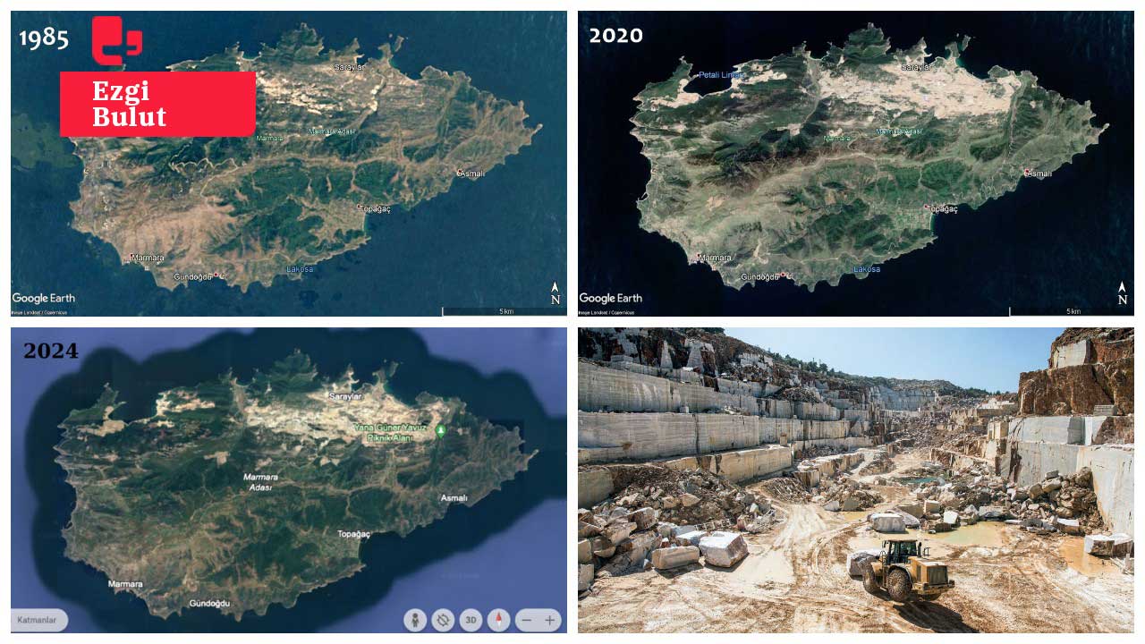 Batan gemi mermer tozu taşıyordu: Mermer ocakları Marmara Adası'nı yok ediyor