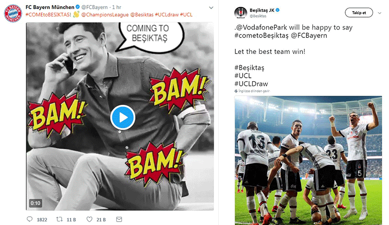 Bayern - Beşiktaş kapışması twitter'da başladı