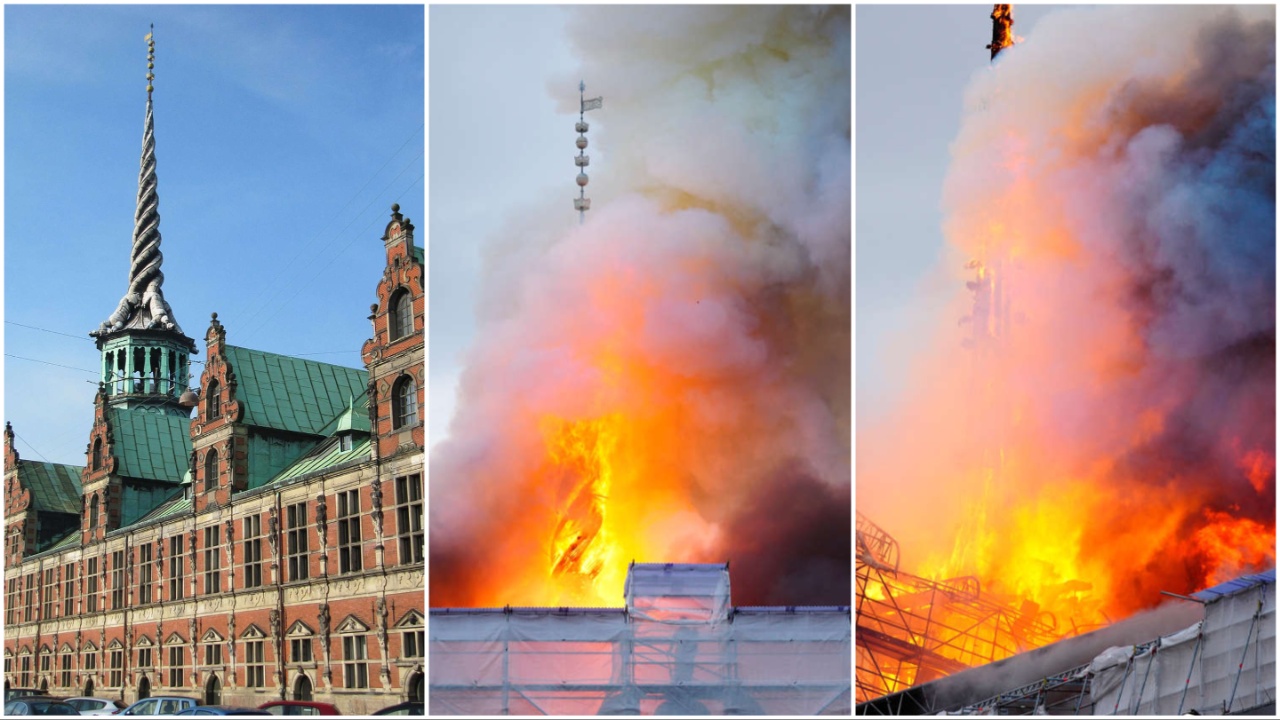 Kopenhag'ın simge binasında yangın: 'Ejderha Kulesi' çöktü