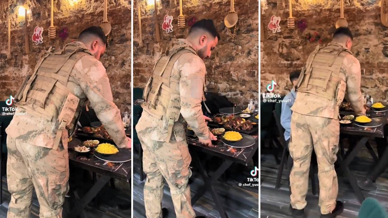 Askeri üniformayla servis yapılan restoranda üç gözaltı