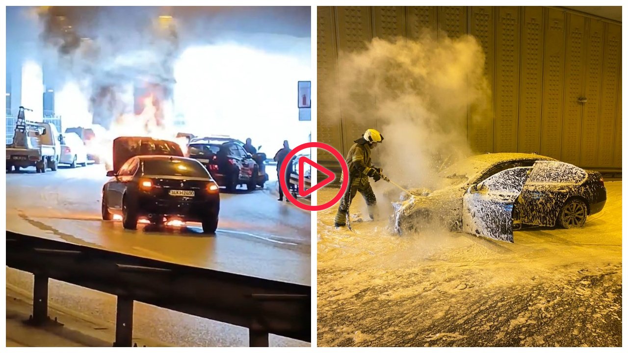 Çağlayan Tüneli'nde otomobil alev alev yandı