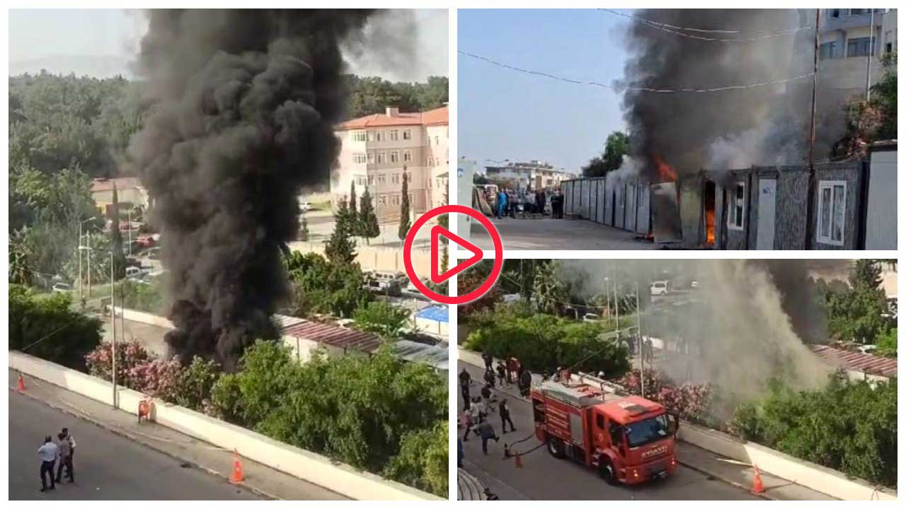 İskenderun Devlet Hastanesi'nde poliklinikte yangın: Üç konteyner yandı