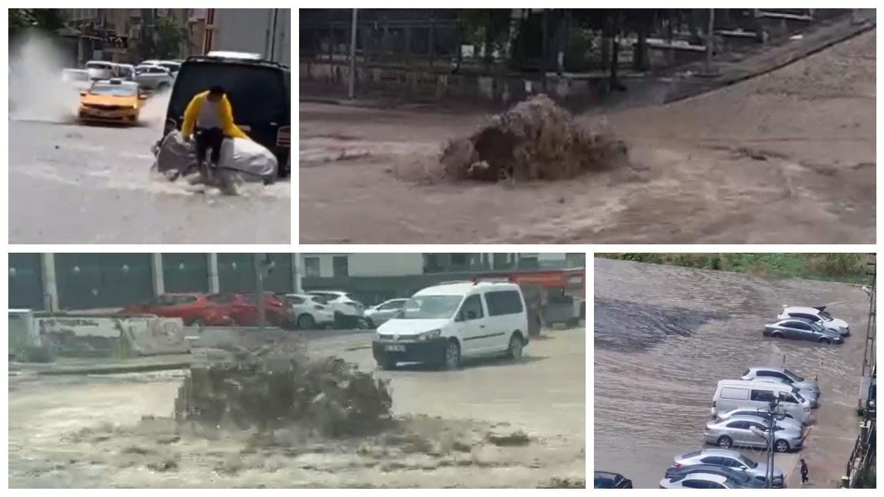 Ankara'da dolu ve yağmur: Cadde ve sokaklar göle döndü