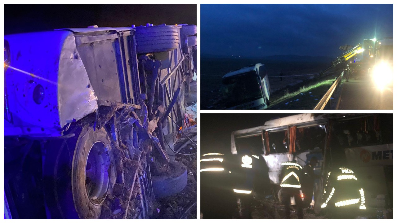 Aksaray'da yolcu otobüsü devrildi: İki ölü, 34 yaralı