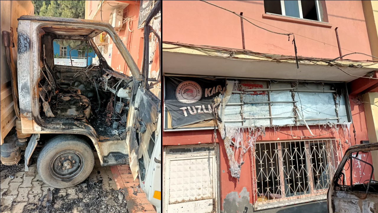 CHP'li Karataş Belediyesi'nin iki aracı yakıldı, binası ateşe verilmek istendi