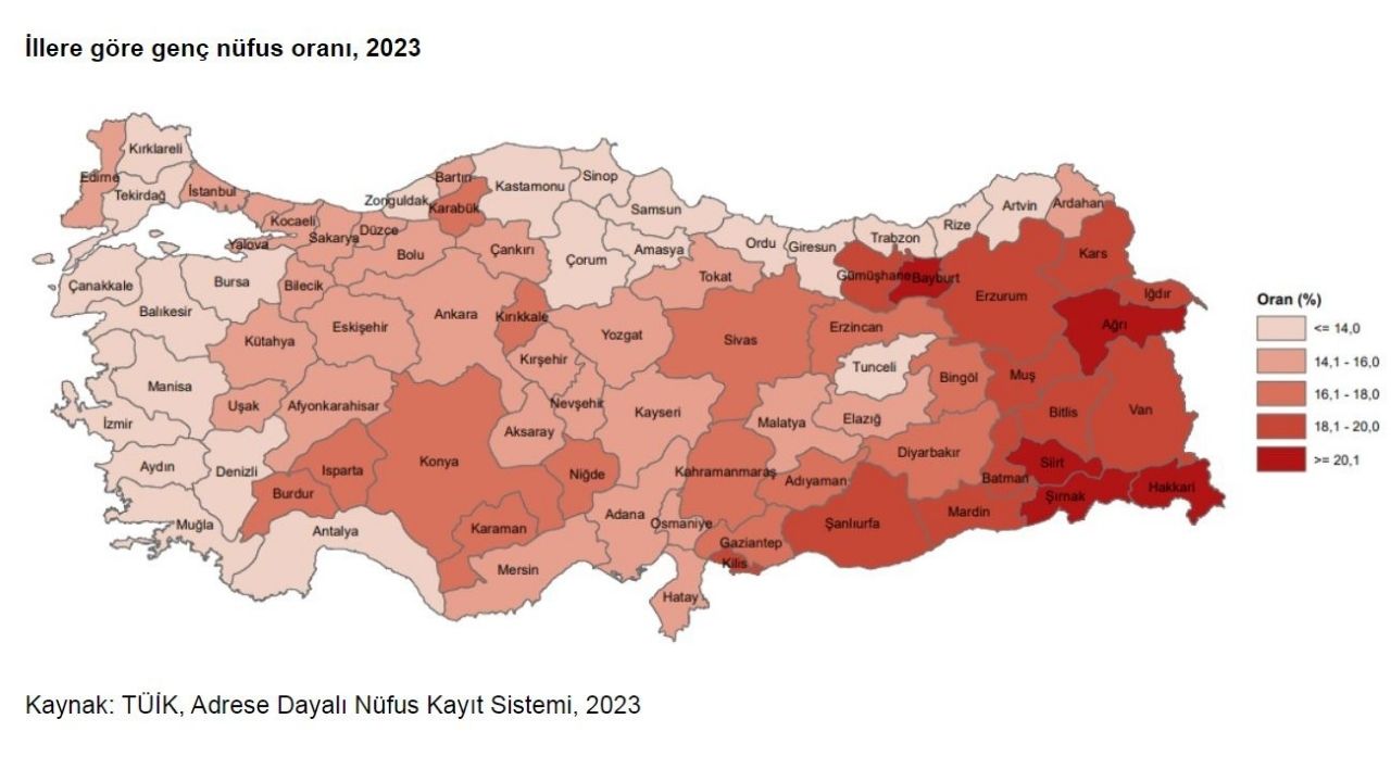 'İstatistiklerle Gençlik 2023' araştırması: Hakkari, Şırnak ve Siirt en yüksek genç oranına sahip kentler