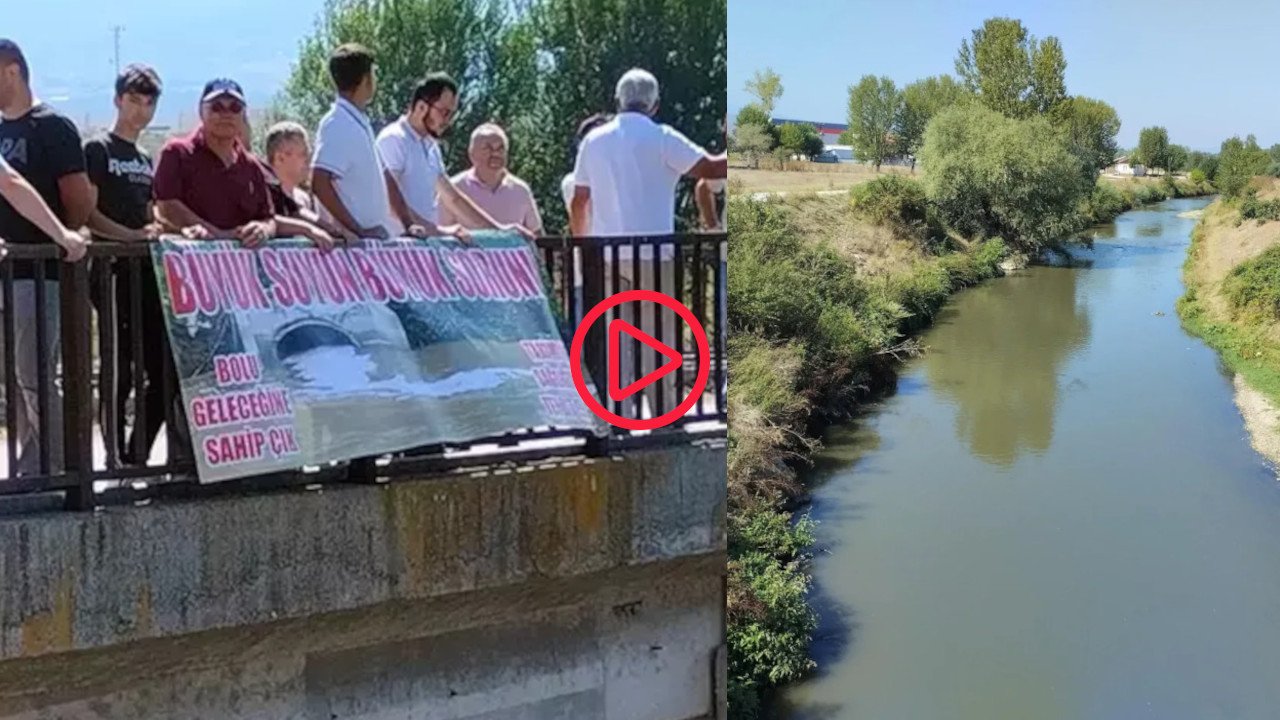 Bolu'da dereye atık boşaltan beyaz et fabrikaları protesto edildi