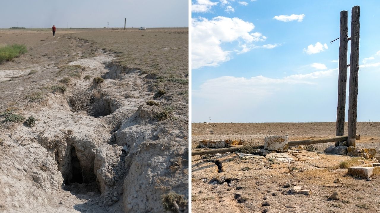 Konya'da kuraklık nedeniyle 5 metreyi bulan yarıklar oluştu