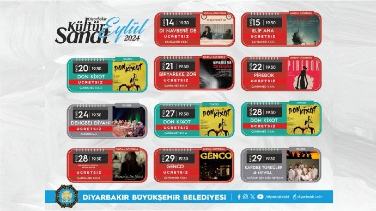 Diyarbakır'da ücretsiz sinema ve tiyatro gösterimleri düzenlenecek