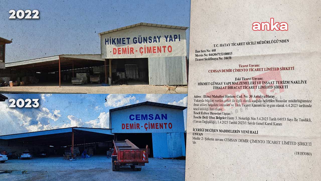 Hatay'daki müteahhit, depremden iki ay sonra şirketinin adını değiştirdi