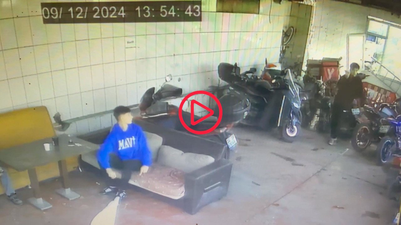 Yediemin otoparkından kendi motosikletini çalışını kameraya aldırdı