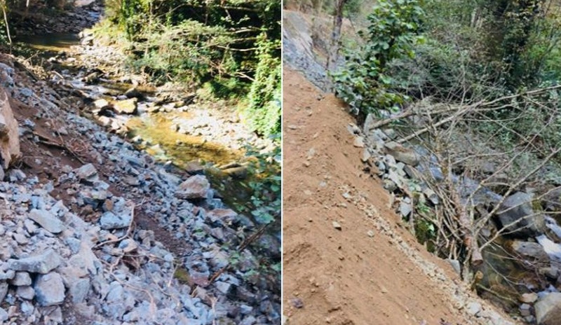 Artvin'de içme suyu projesine hafriyat döküldü