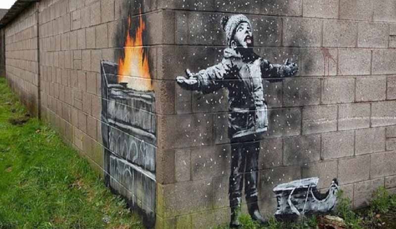 Banksy'nin garaj duvarına yaptığı resim 100 bin sterline satıldı