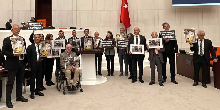 Genel Kurul'da protesto: HDP'li vekiller Habip Eksik'in fotoğrafları ile kürsüye çıktı