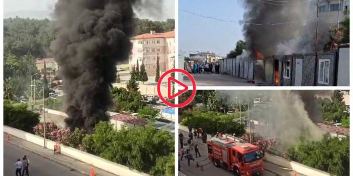 İskenderun Devlet Hastanesi'nde poliklinikte yangın: Üç konteyner yandı