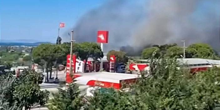 İzmir'deki anız yangını petrol istasyonuna 200 metre kala durduruldu