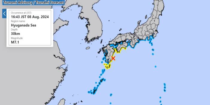 Japonya'da 7.1 büyüklüğünde deprem