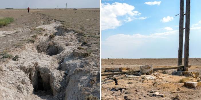 Konya'da kuraklık nedeniyle 5 metreyi bulan yarıklar oluştu